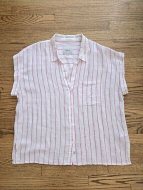 RAILS Linen Blend Charli Pink Pineapple Stripe Linen Top Large Sleeveless